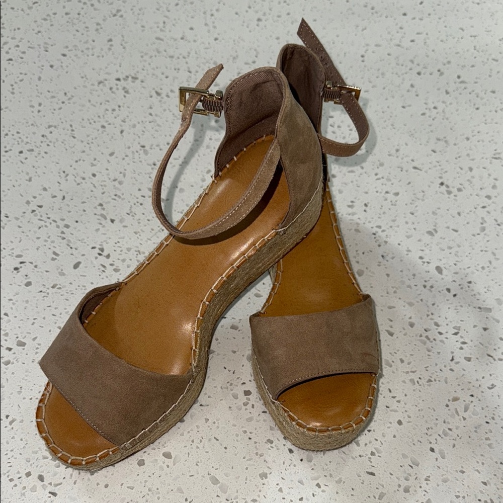 Kelly & Katie Tan Espadrille Shoes with Wedge Heel